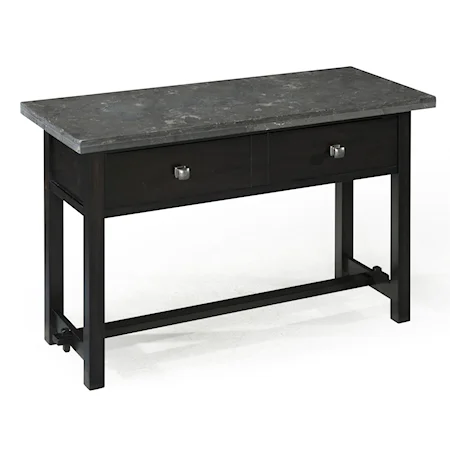 Casual Rectangular Sofa Table with Bluestone Top and